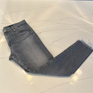 Women’s AG Farrah gray high rise skinny ankle jean, size 30R.